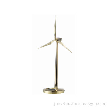 Golden Metal Wind Generator Model with Digital Clock